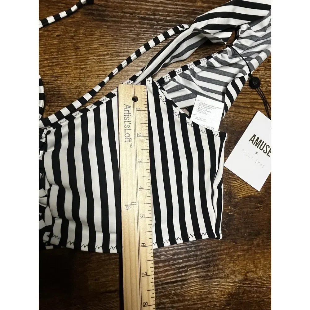 NWT AMUSE X‎ FLYNN SKYE striped bikini top large 'Audri ' beach vida bling $116